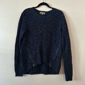 Michael Stars Space Dye Black Blue Leather Oversized Sweater